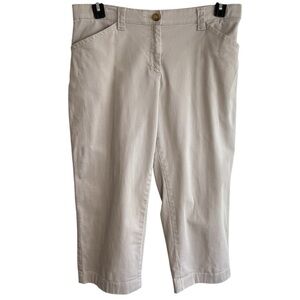 LL Bean Womens Size 12 P Capri Stretch Khaki Chinos Cropped Pant Classic Comfort